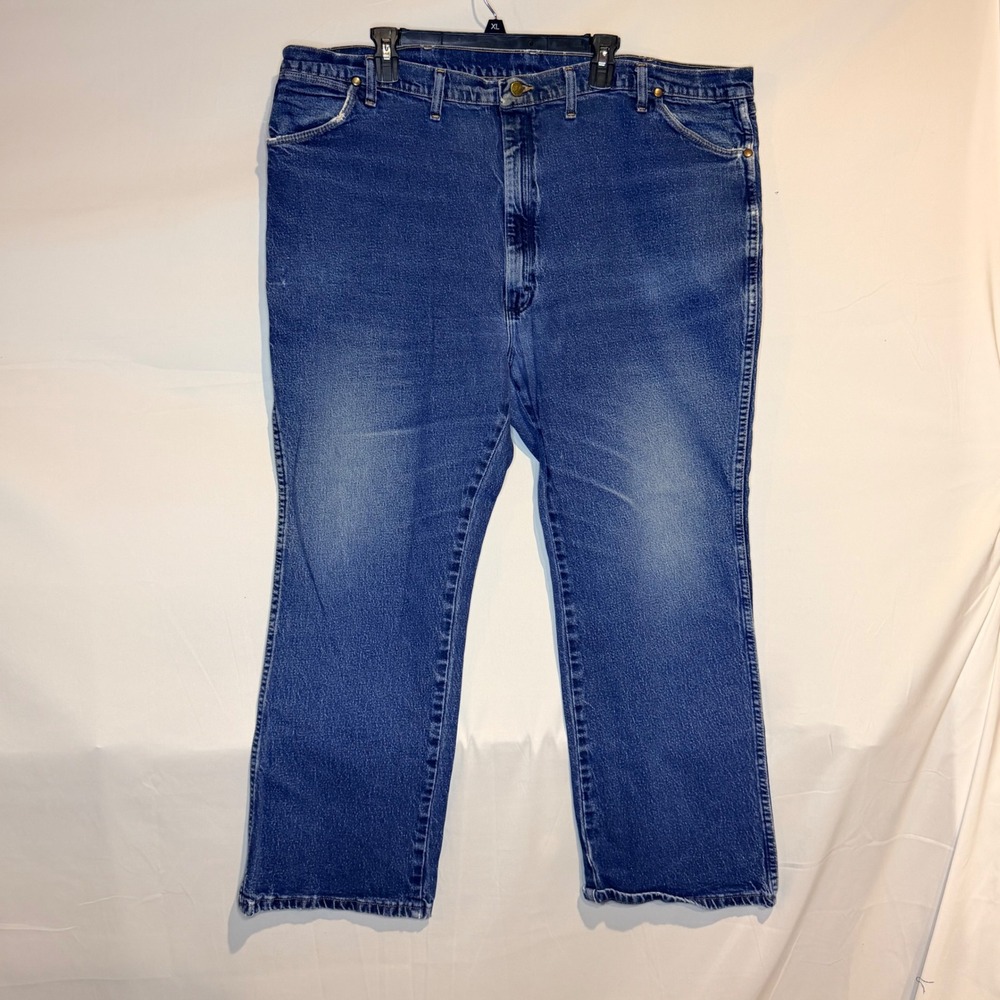 Wrangler Mens Blue Denim Jeans 46x30 Regular Fit Straight Leg Workwear Cowboy